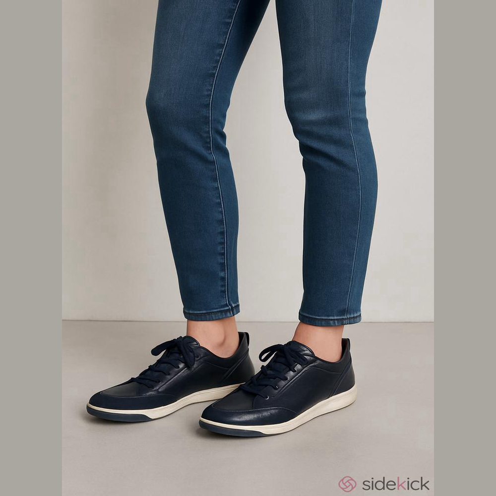 Ara HighSoft Navy Blue Patent Leather Comfort Sneakers Size EU 38 (US 7.5)